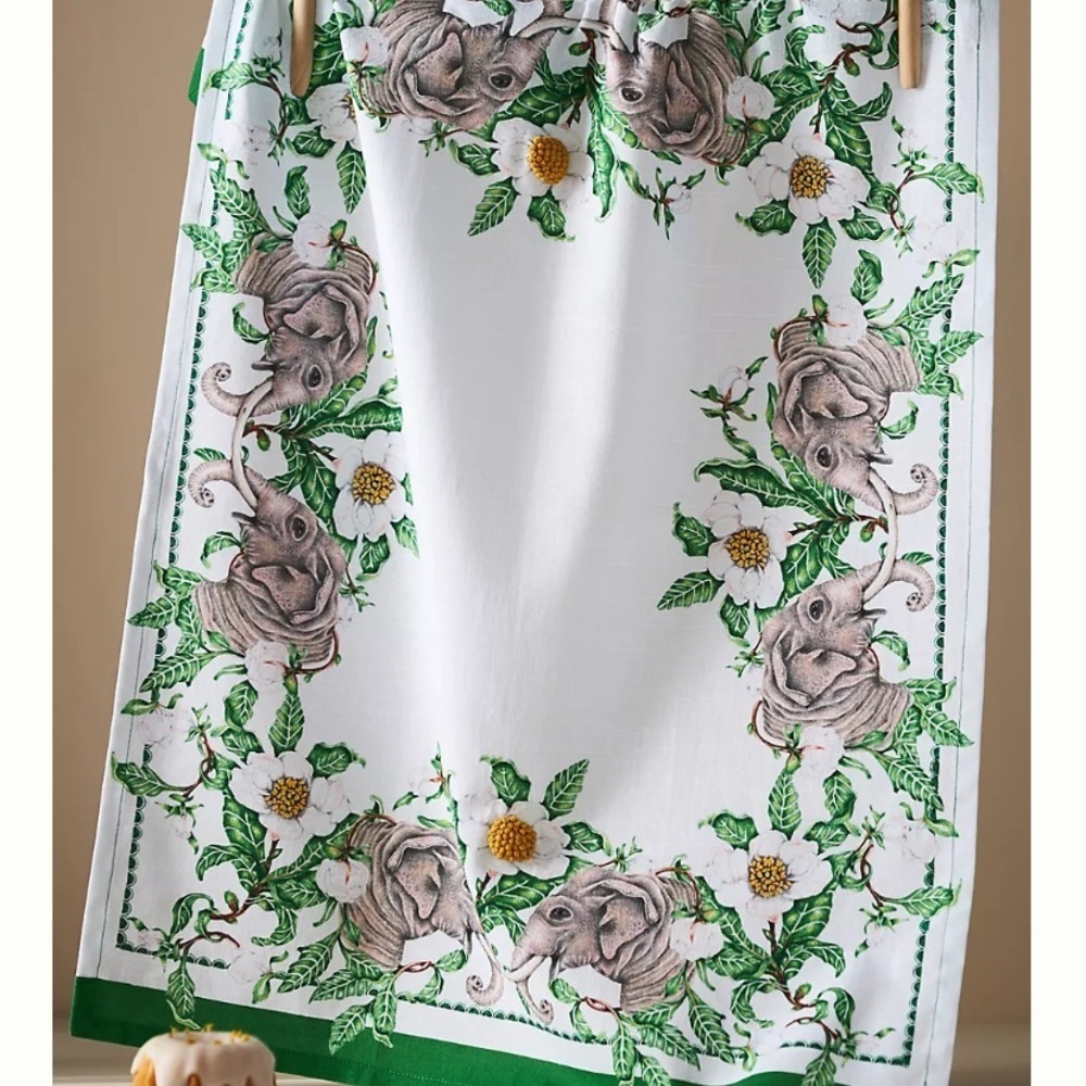 Anthropologie lou Rita elephant dish towel new without tags x1
